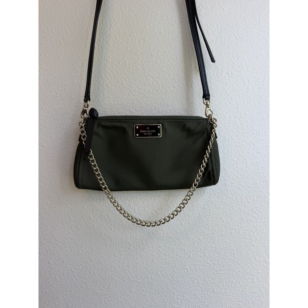 Kate Spade Wilson Road Jane Crossbody Bag Evergreen Green Nylon Gold Chain